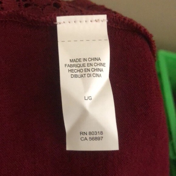 Lucky Brand Size L Waffle Knit Cashmere Blend Long Sleeve Sweater Crochet Lace - Picture 5 of 6